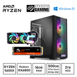 Gaming Express AMD Ryzen 5 5600X Seagate 500GB PCIe Gen4 SSD RX6800 RGB PC + EKWB CPU Cooler