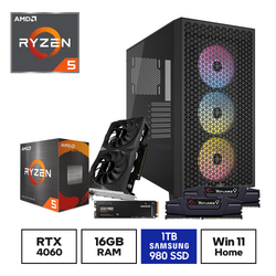 Gaming Express AMD Ryzen 5 5600 RTX4060 16GB Samsung 980 1TB NVMe SSD Win11 Home B550M Gaming PC