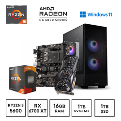 Gaming Express AMD Ryzen 5 5600 RX6700XT 1TB NVMe SSD 1TB SATA SSD Windows 11 RGB Gaming PC