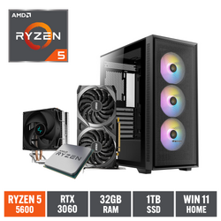 Gaming Express AMD Ryzen 5 5600 RTX3060 32GB Ram 1TB NVMe SSD Win11 Home B550M Gaming PC