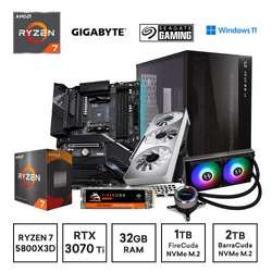Gaming Express AMD Ryzen 7 5800X3D RTX3070Ti Vision 32GB Ram 1TB & 2TB NVMe SSD Win11 Home X570S Gaming PC