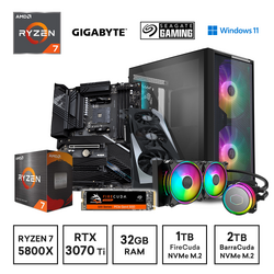 Gaming Express AMD Ryzen 7 5800X RTX3070Ti 32GB Ram 1TB & 2TB NVMe SSD Win11 Home X570S Gaming PC