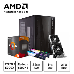 Gaming Express AMD Ryzen 5 CPU 5900X RX6600XT GPU Seagate FireCuda 510 1TB SSD +2TB Drive Windows 10 Gaming PC