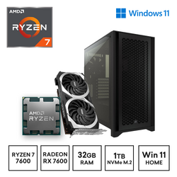 Gaming Express AMD R5 7600 RX 7600 1TB NVMe & 32GB DDR5 B650M Windows 11 RGB Gaming PC