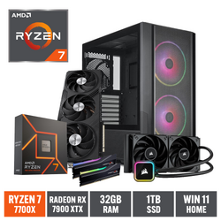 Gaming Express AMD Ryzen 7 7700X Radeon RX 7900 XTX 32GB Ram Samsung 980 Pro 1TB NVMe SSD Win11 Home WiFi Gaming PC