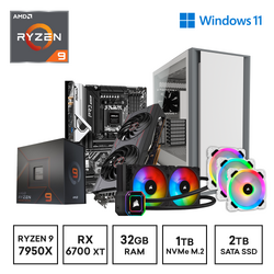 Gaming Express AMD Ryzen 9 7950X RX 6700XT 1TB NVMe & 2TB SATA SSD X670E Windows 11 RGB Gaming PC