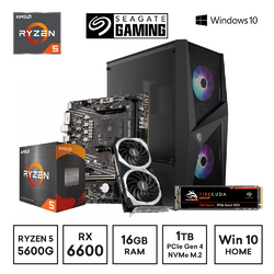 Gaming Express AMD Ryzen 5 5600G RX6600 16GB FireCuda 530 1TB SSD B550M Win10 Home RGB Gaming PC