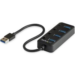 StarTech Bus-Powered USB-A to 4x USB 3.0 Type-A 5Gbps Portable Hub with Individual On/Off Port Switches