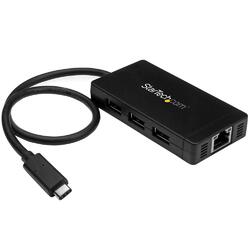StarTech USB-C to 3x USB-A Gigabit Ethernet Hub Includes Power Adapter