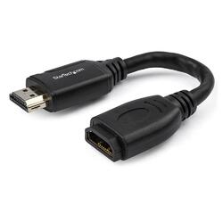 StarTech 15cm High Speed HDMI Port Saver Cable M/F 4K HDR Gripping Connector Black