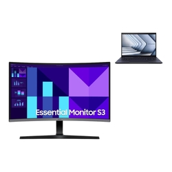 Samsung 27" FHD Curve VA Monitor LS27D390GAEXXY + Asus ExpertBook B3 14" Core Ultra 5 125H 16GB RAM 1TB SSD Grey Laptop