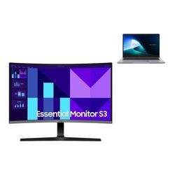 Samsung 27" FHD Curve VA Monitor LS27D390GAEXXY + Asus ExpertBook P1 14" i5-13420H 32GB RAM 512GB SSD W11P Grey Laptop