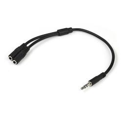 StarTech 3.5mm Male to 2x 3.5mm Female Slim Stereo Splitter Cable Black