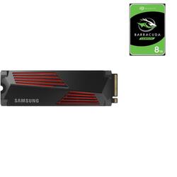 Samsung 2TB 990 PRO with Heatsink NVMe M.2 SSD and Seagate Barracuda 8TB Hard Drive