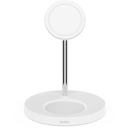 Opened Box Sale -- Belkin White 2-in-1 Wireless Charger Stand with MagSafe 15W