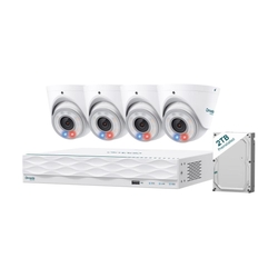TP-Link Omada T8S4-2T 4x 8MP Poe Turret Security Camera w/ 2TB HDD & 16-Channel NVR Bundle