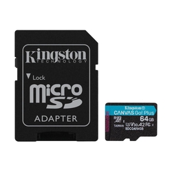 Kingston Canvas Go! Plus 64GB 200MB/s microSD Memory Card + SD Adapter