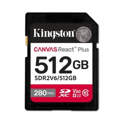 Kingston Canvas React Plus V60 512GB 280MB/s SD Memory Card