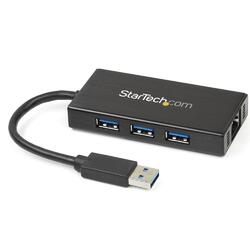 StarTech 3 Port Portable USB 3.0 Hub with Gigabit Ethernet Adapter