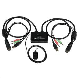 StarTech 2 Port USB-A HDMI Cable KVM Switch with Audio and Remote Switch