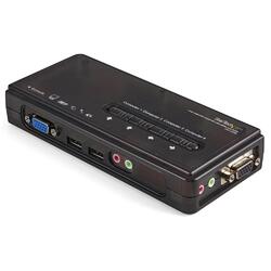 StarTech 4 Port Black USB KVM Switch Kit with Cables and Audio