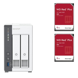 Bundle -- Qnap TS-216G ARM 2 Bay Diskless NAS + WD Red Plus 4TB 3.5" SATA Hard Drive (2 Pack)