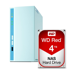 Qnap TS-230 2 Bay NAS & WD Red 4TB Hard Drive WD40EFAX Kits