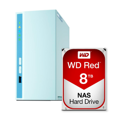 Qnap TS-230 2 Bay NAS & WD Red 8TB Hard Drive WD80EFAX Kits