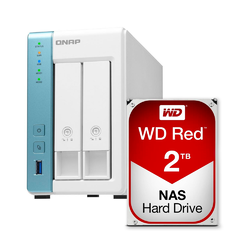 Qnap TS-231K 2 Bay NAS & WD Red 2TB Hard Drive WD20EFAX Kits