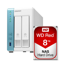 Qnap TS-231K 2 Bay NAS & WD Red 8TB Hard Drive WD80EFAX Kits
