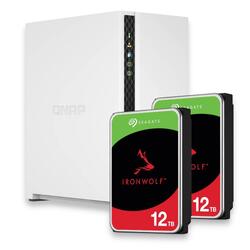 Bundle -- Qnap TS-233 2 Bay Diskless NAS + 2x Seagate IronWolf 12TB 7200 RPM 3.5" SATA NAS Internal Hard Drive