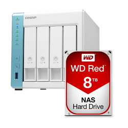 Qnap TS-431K 4 Bay NAS & WD Red 8TB Hard Drive WD80EFAX Kits