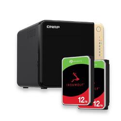 Bundle -- Qnap TS-464 8GB RAM 4 Bay Diskless NAS + 2x Seagate IronWolf 12TB 7200 RPM 3.5" SATA NAS Internal Hard Drive