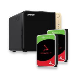 Bundle -- Qnap TS-464 8GB RAM 4 Bay Diskless NAS + 2xSeagate IronWolf 4TB 5400 RPM 3.5" SATA Desktop Hard Drive