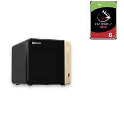 Qnap TS-464-4G 8GB 4 Bay Diskless NAS + 1x Seagate IronWolf 8TB NAS Drive