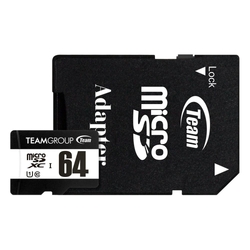 Team Group TUSDX64GCL10U03 64GB 100MB/s microSDXC Memory Card + SD Adapter